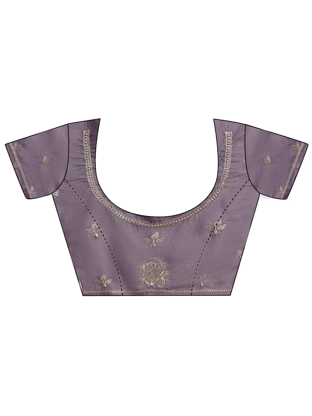  Lavender Ethnic Embroidered Satin Saree 