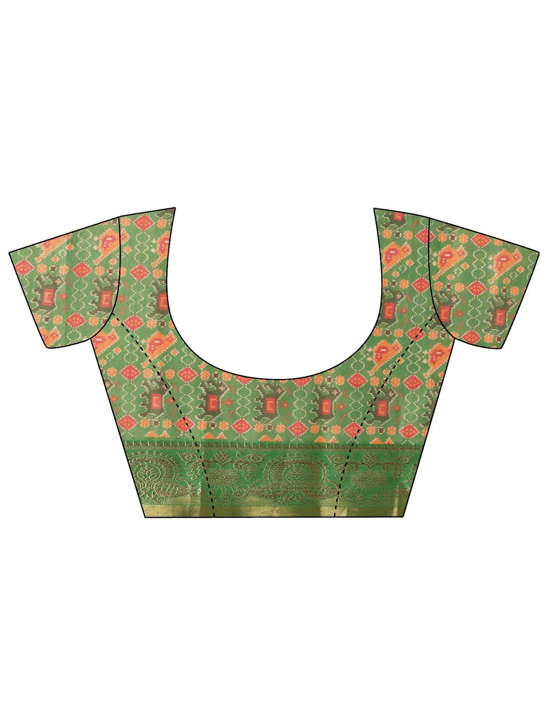  Fern Green Patola Border Silk Blend Saree 