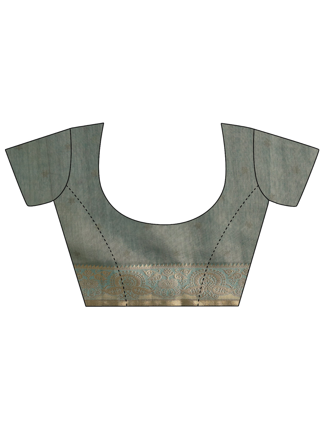  Slate Blue Geometric Printed Silk Blend Saree 