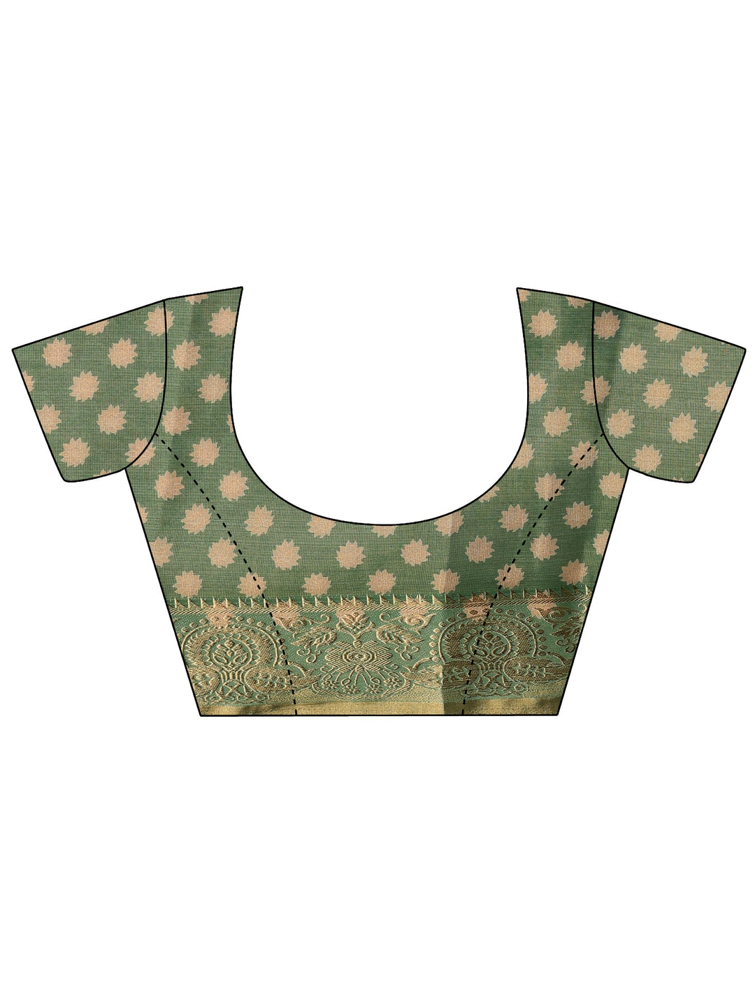  Moss Green Floral Printed Silk Blend Saree 