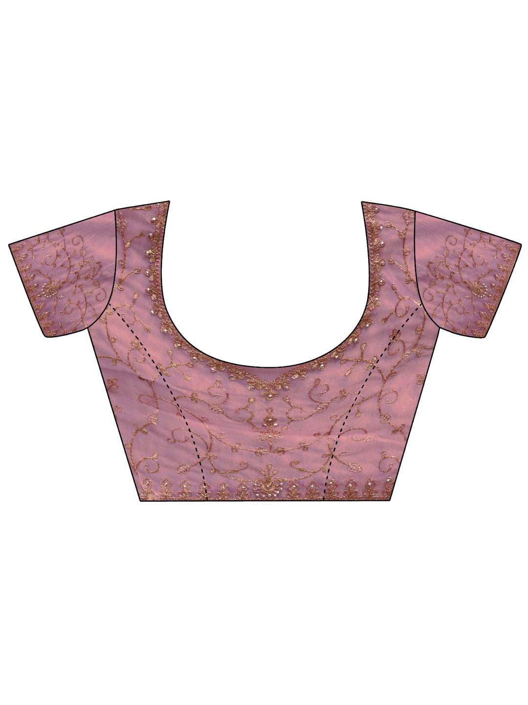  Purple Floral Embroidered Net Saree 