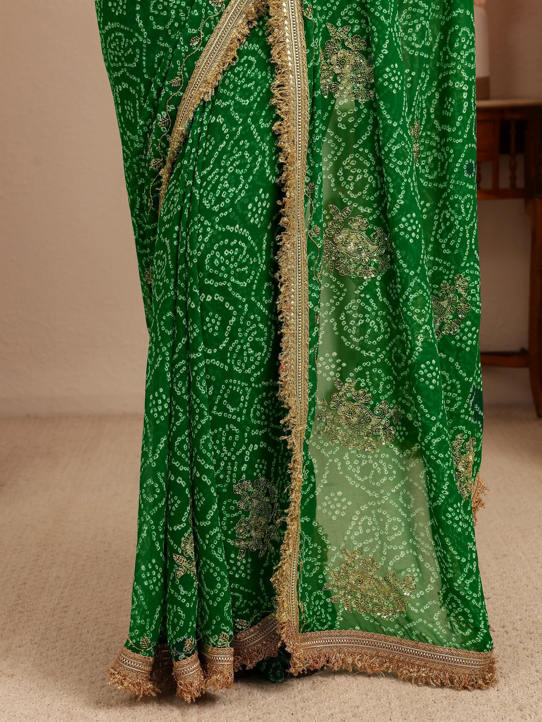  Emerald Green Badhani Printed Georgette Saree 