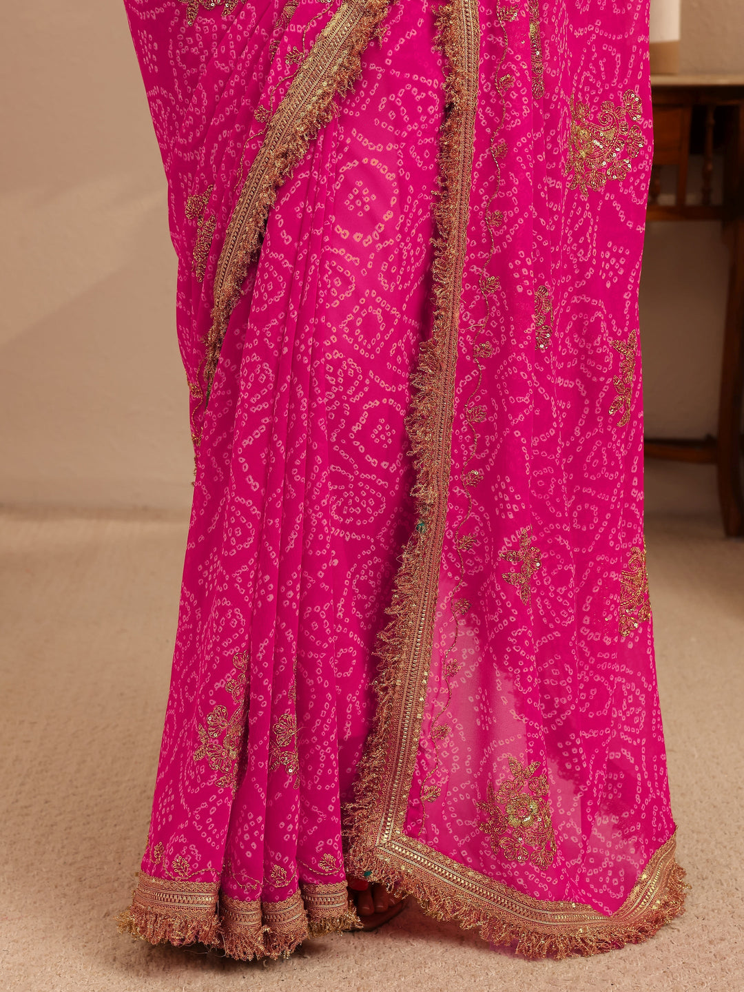  Rani Pink Badhani Printed Georgette Saree 