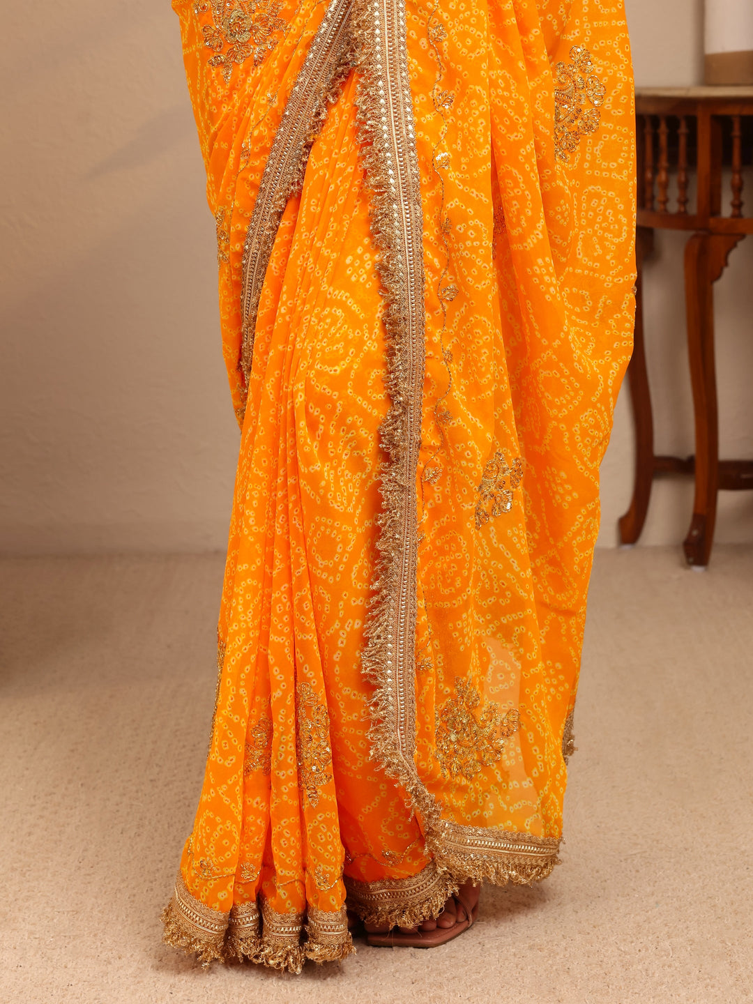  Mustard Badhani Printed Georgette Saree 