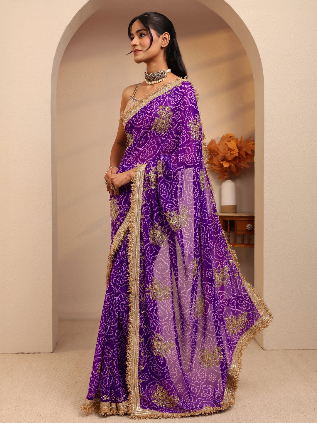  Purple Badhani Printed Georgette Saree 