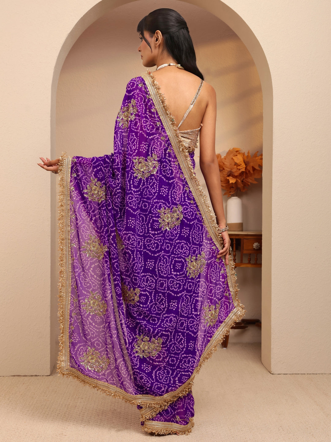 Purple Badhani Printed Georgette Saree 
