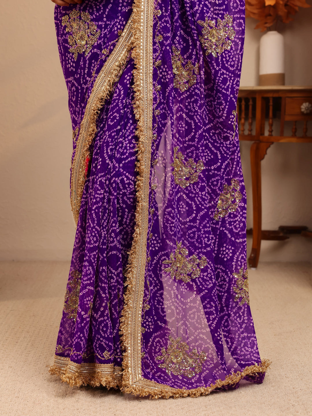  Purple Badhani Printed Georgette Saree 