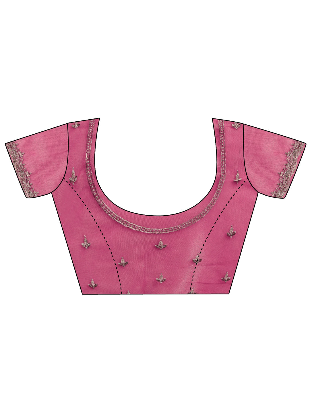  French Pink Floral Embellished Net Saree 