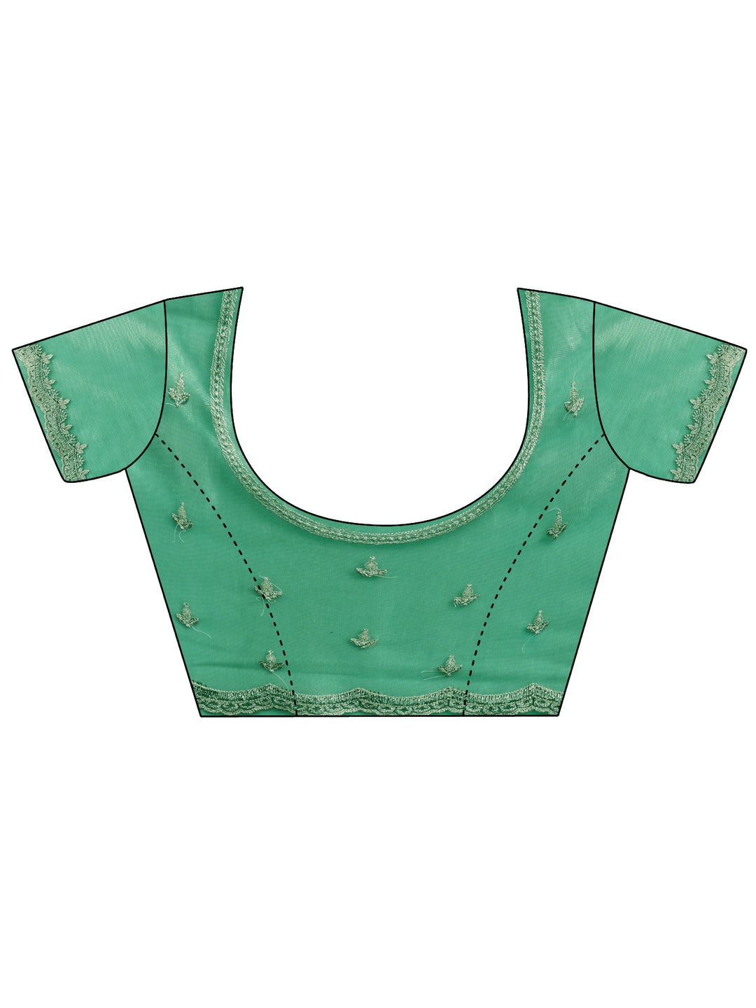  Seafoam Green Floral Embellished Net Saree 