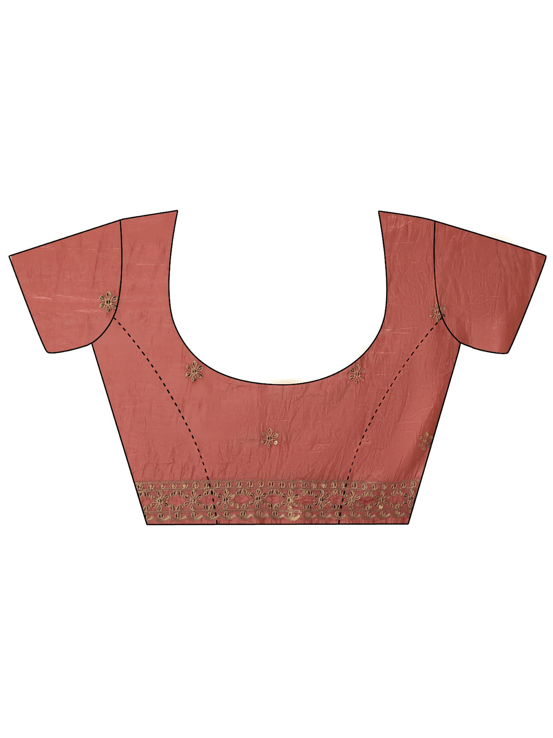  Auburn Brown Floral Embellished Tissue Saree 