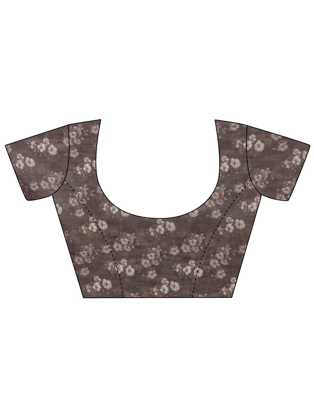  Brown Floral Print Cotton Blend Saree 