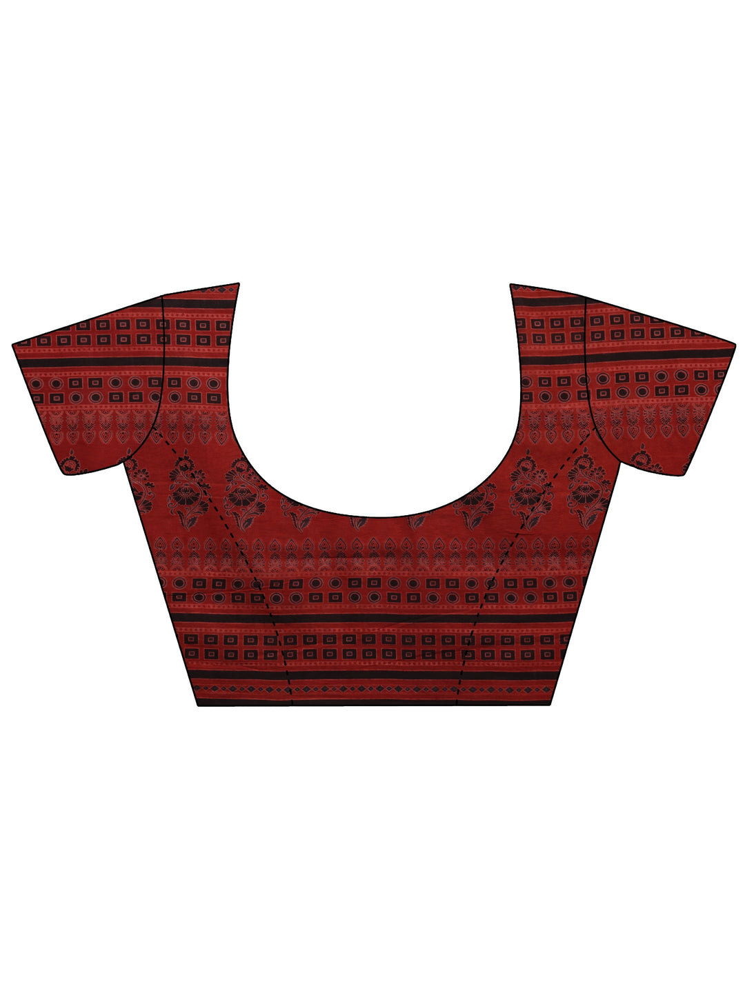  Terracotta Red Ajrakh Print Cotton Saree 