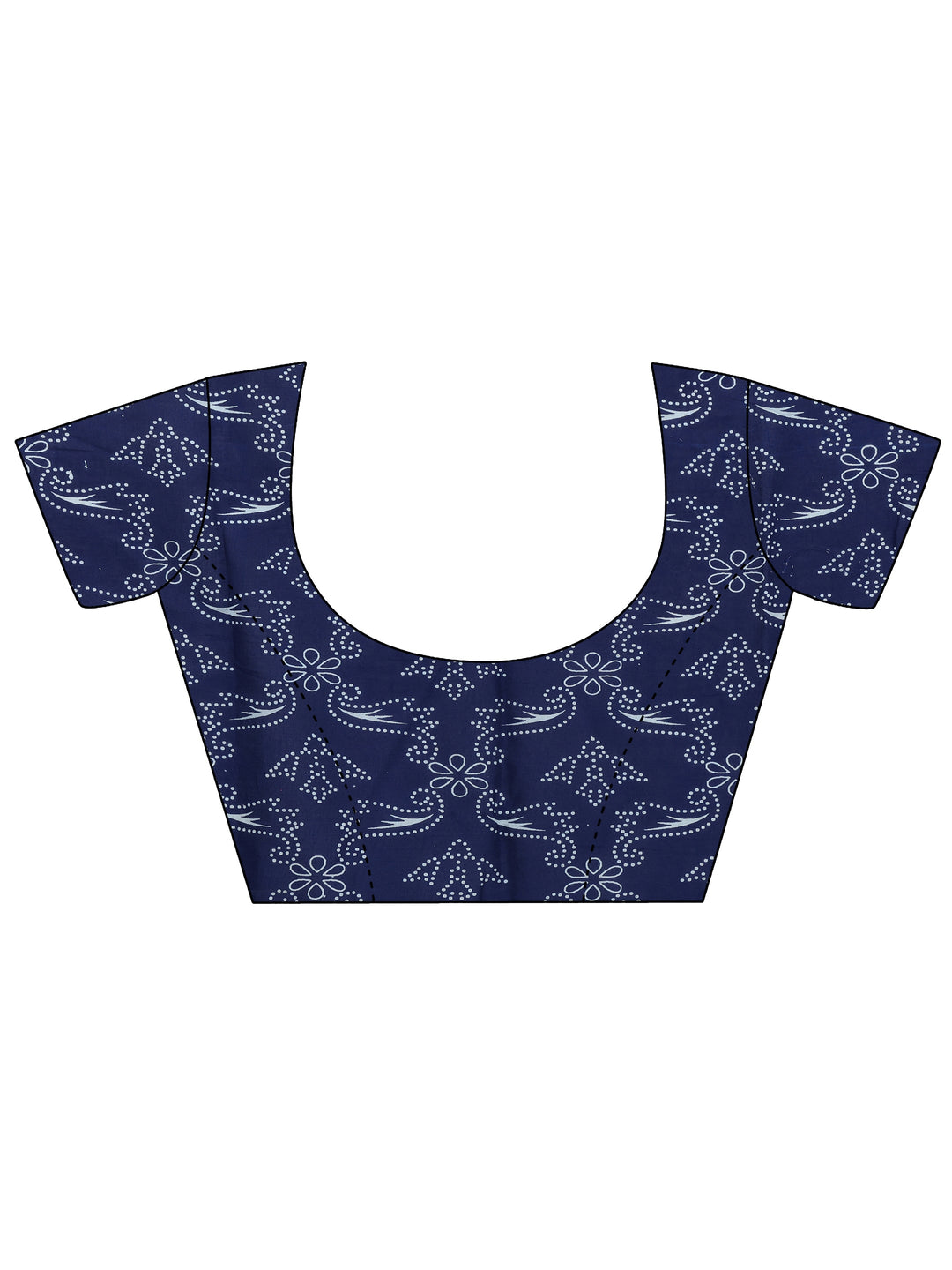  Navy Leafy Print Cotton Saree 