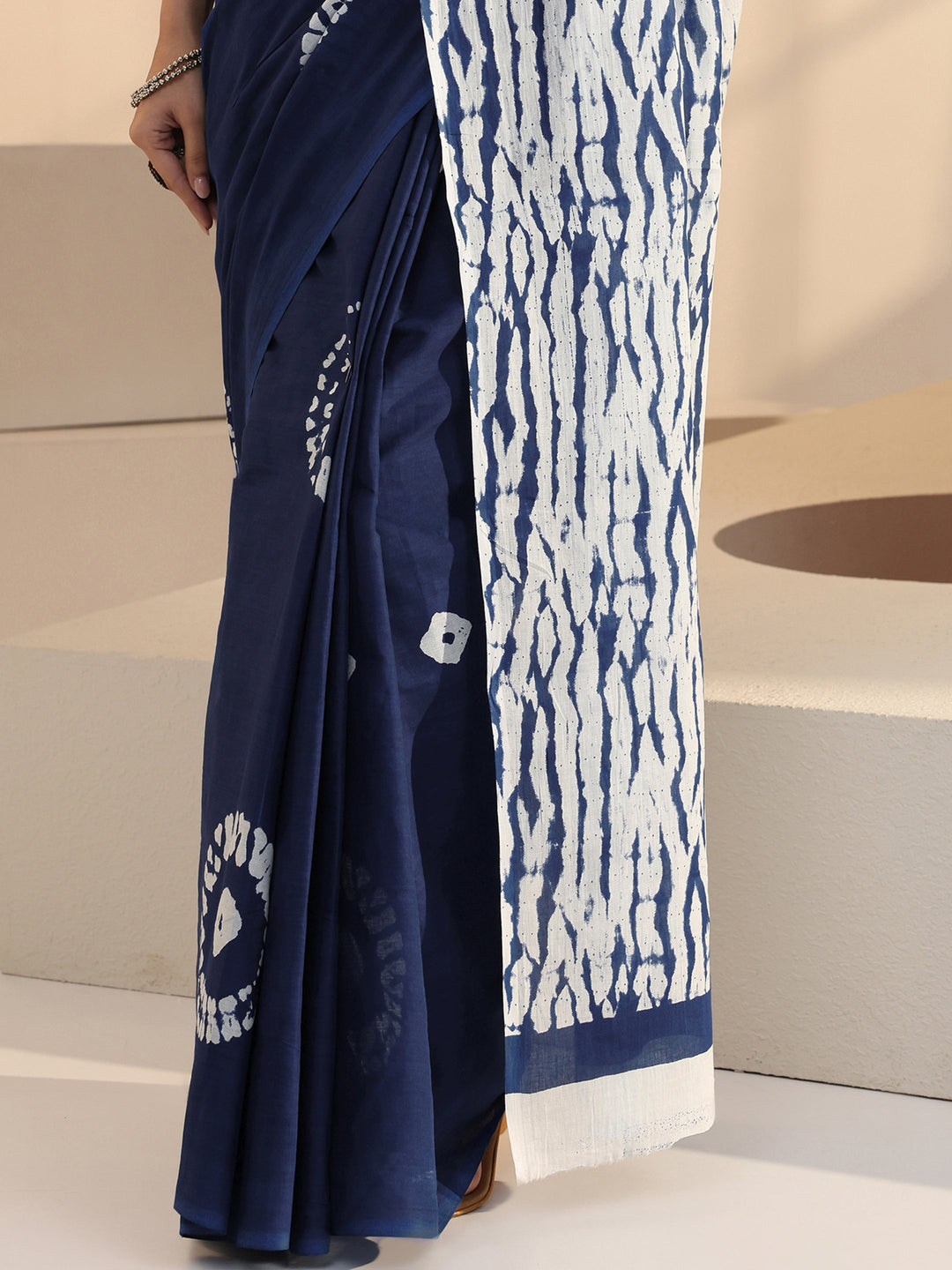 Indigo Shibori Print Cotton Saree 