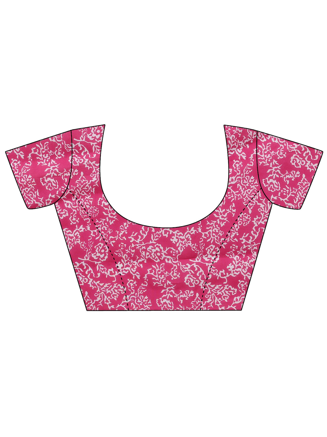  Pink Floral Print Cotton Saree 