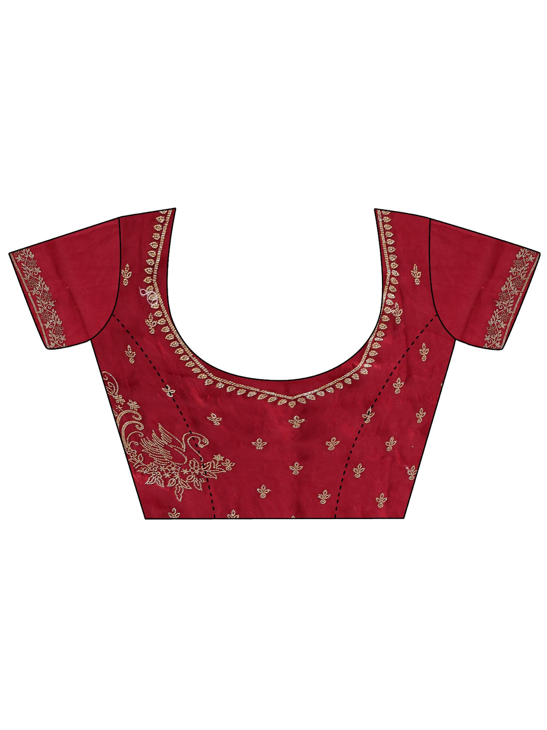  Red Floral Embellished Tissue Saree 