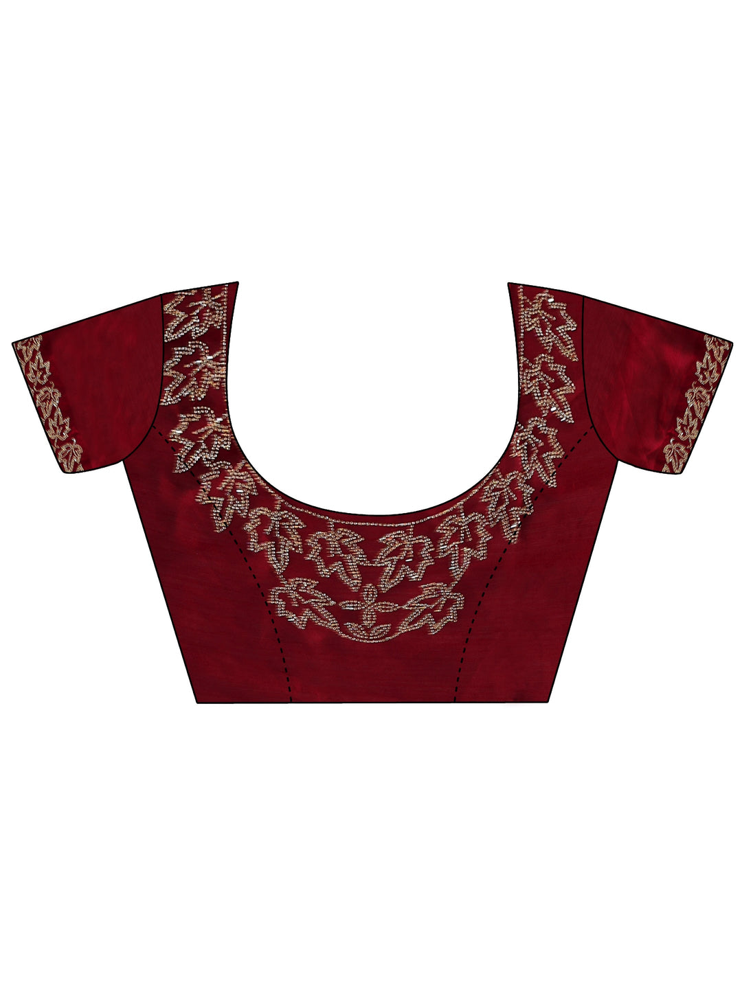  Vermillion Red Embellished Chiffon Saree 
