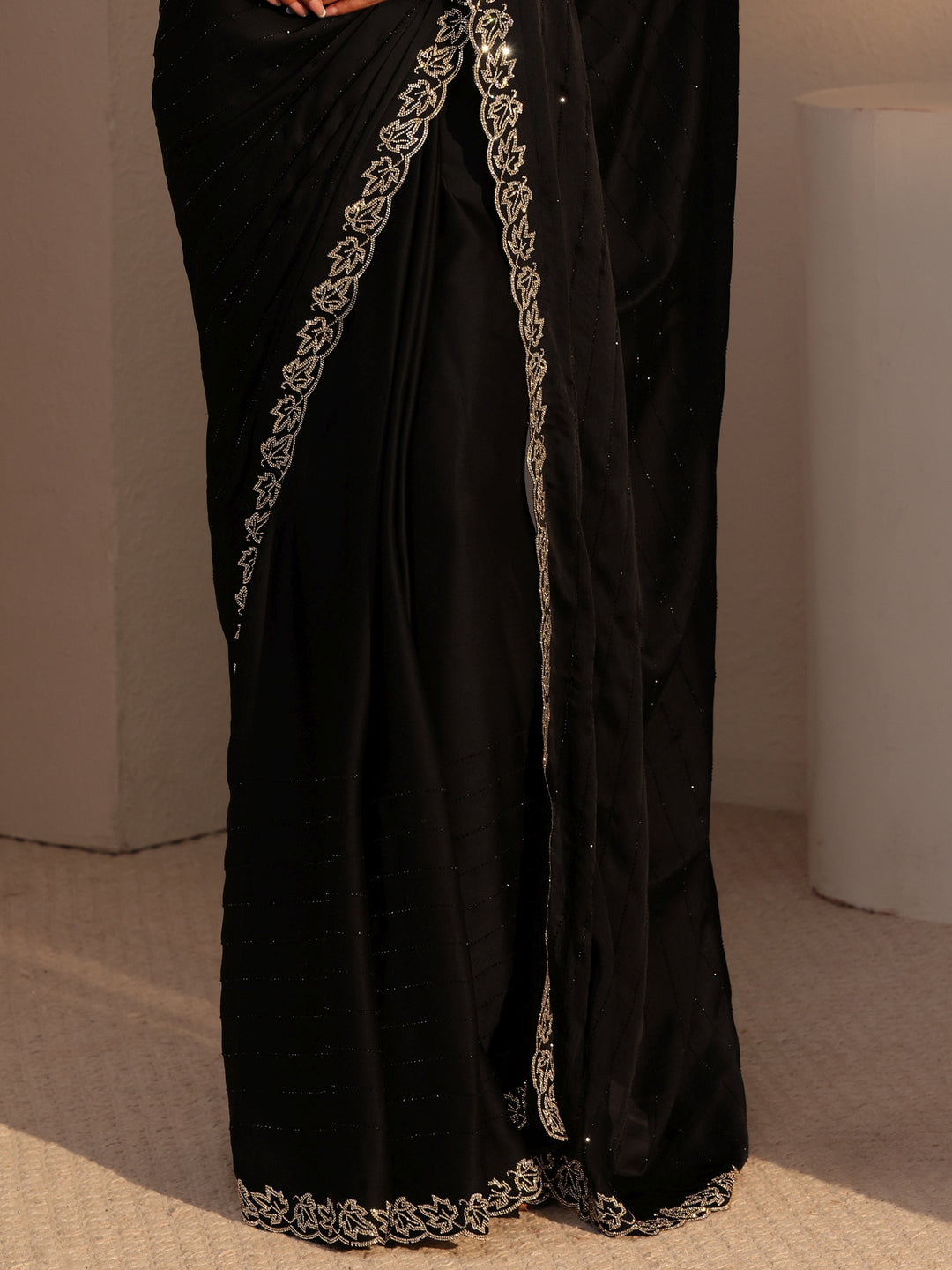  Black Embellished Chiffon Saree 