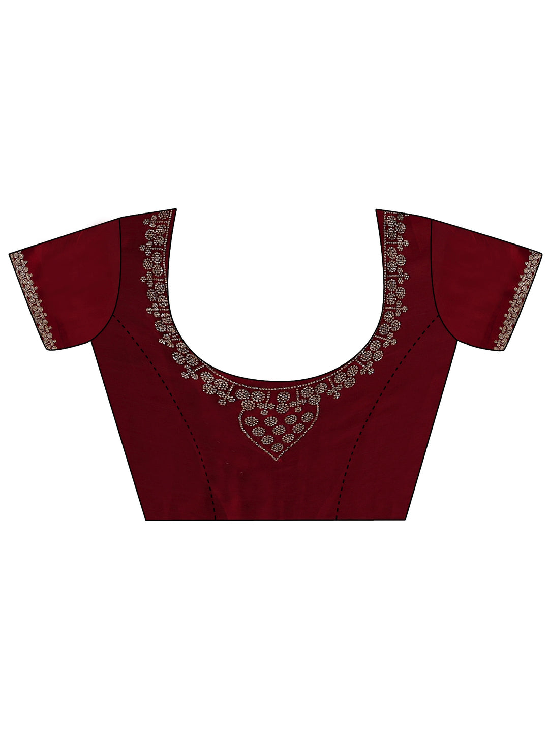  Red Embellished Chiffon Saree 