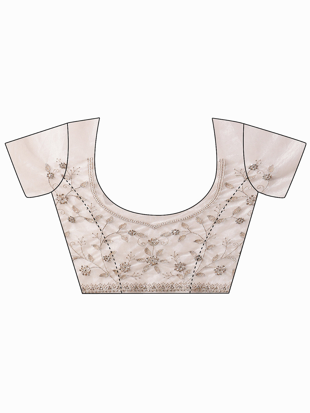  Libas Cream Floral Embroidered Net Saree 