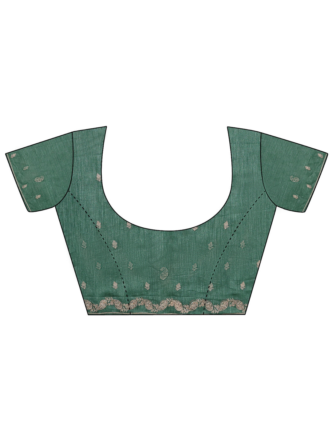  Bottle Green Ethnic Embroidered Chiffon Saree 