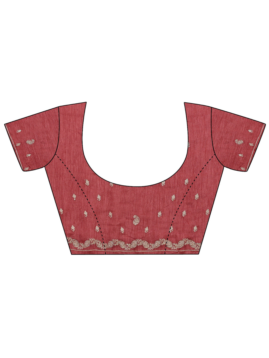  Rust Ethnic Embroidered Chiffon Saree 