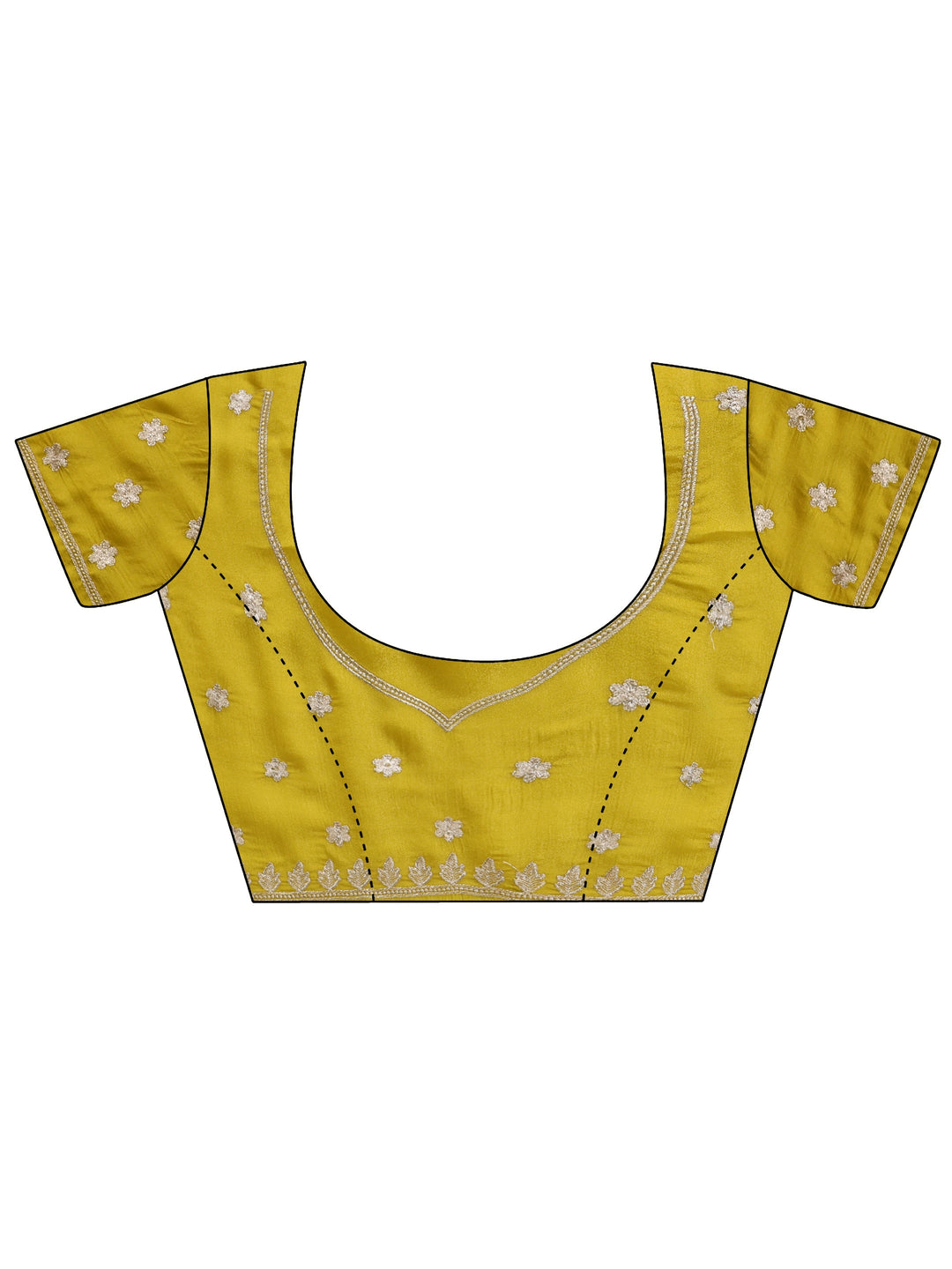 Mustard Embellished Chiffon Saree with Floral Border 