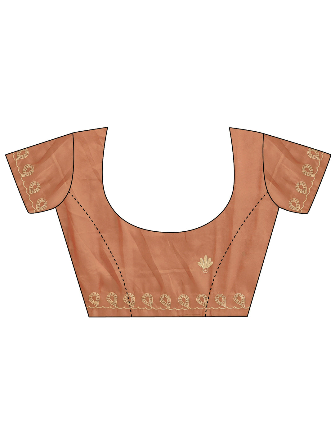  Peach Floral Embroidered Net Saree 
