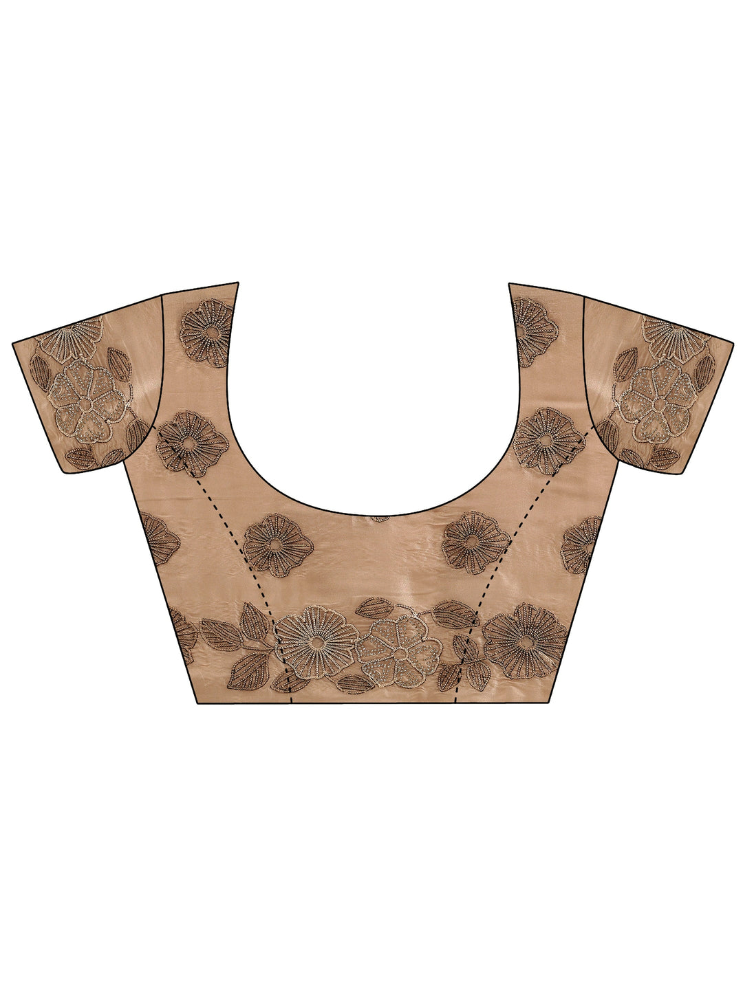  Beige Floral Embroidered Net Saree 
