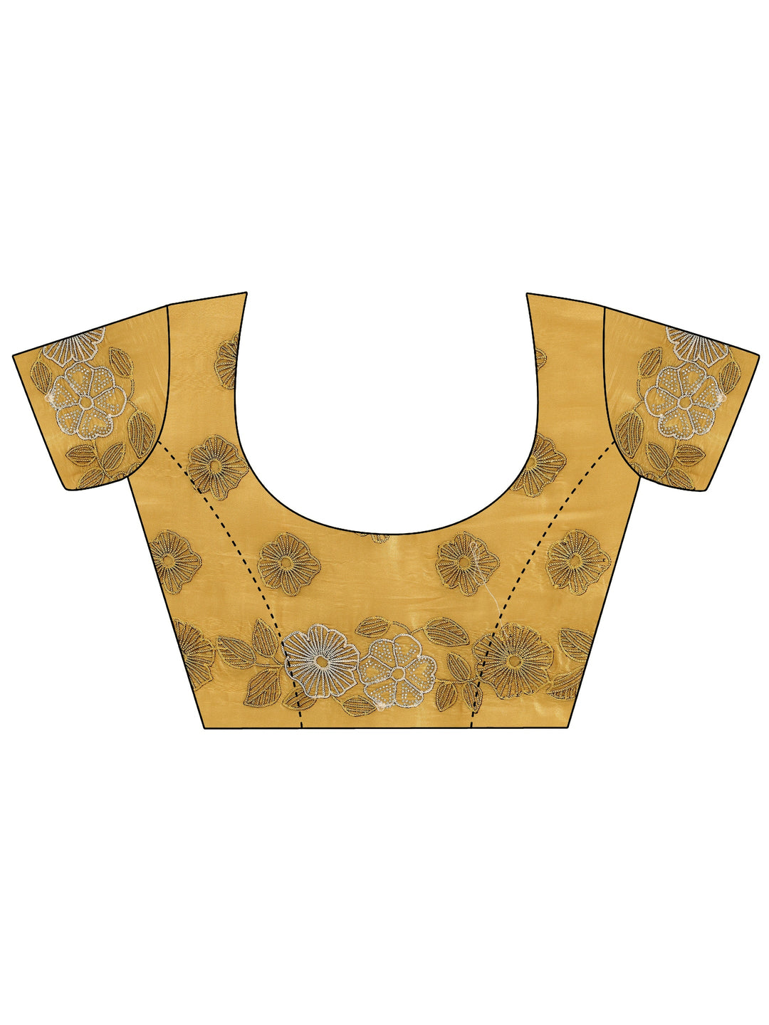  Mustard Floral Embroidered Net Saree 