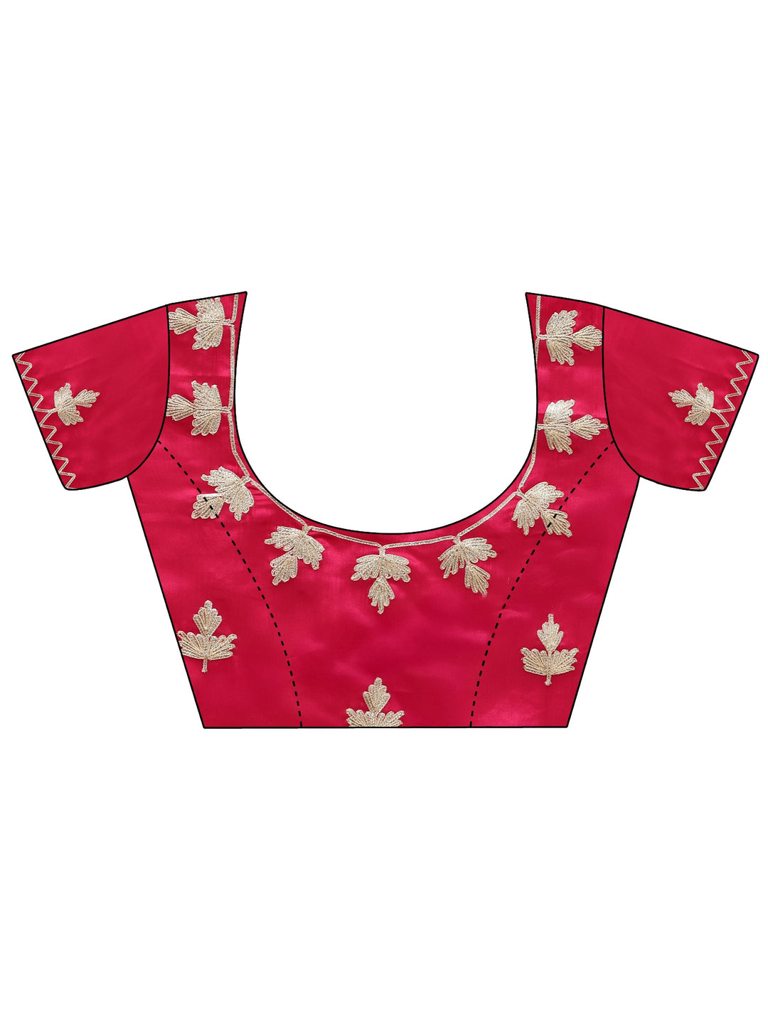  Fuchsia Pink Embellished Satin Saree 