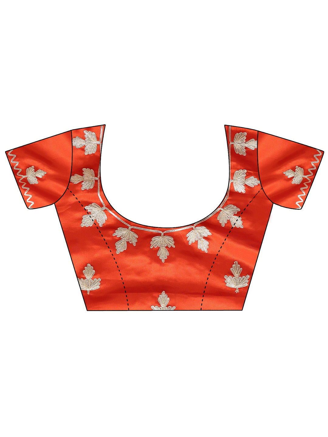  Orange Embellished Satin Saree 