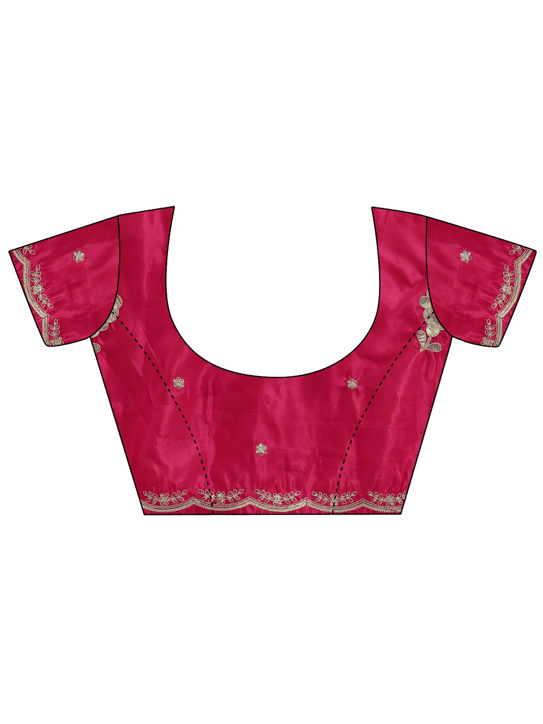  Rani Pink Floral Embellished Satin Saree 