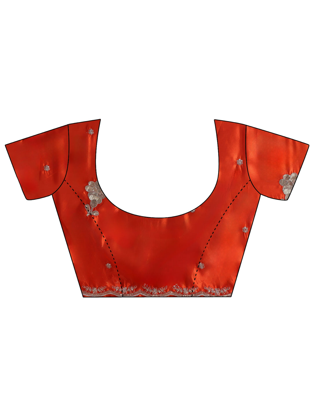  Orange Floral Embellished Satin Saree 