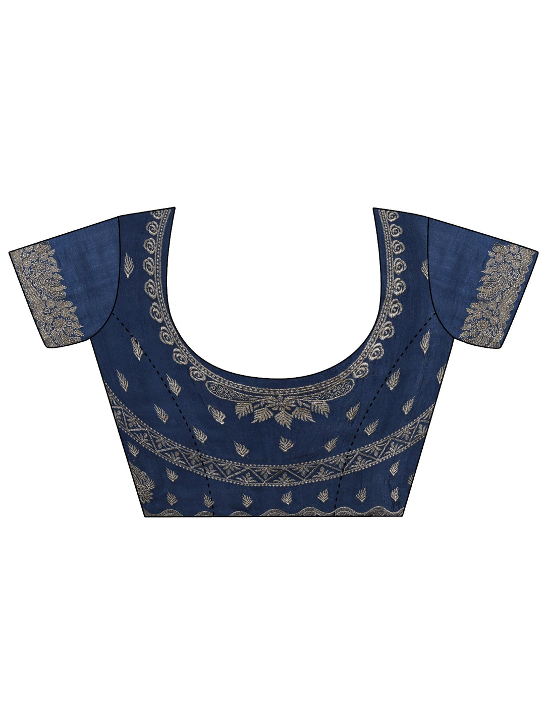  Dusty Blue Silk Blend Saree with Embellished Border 