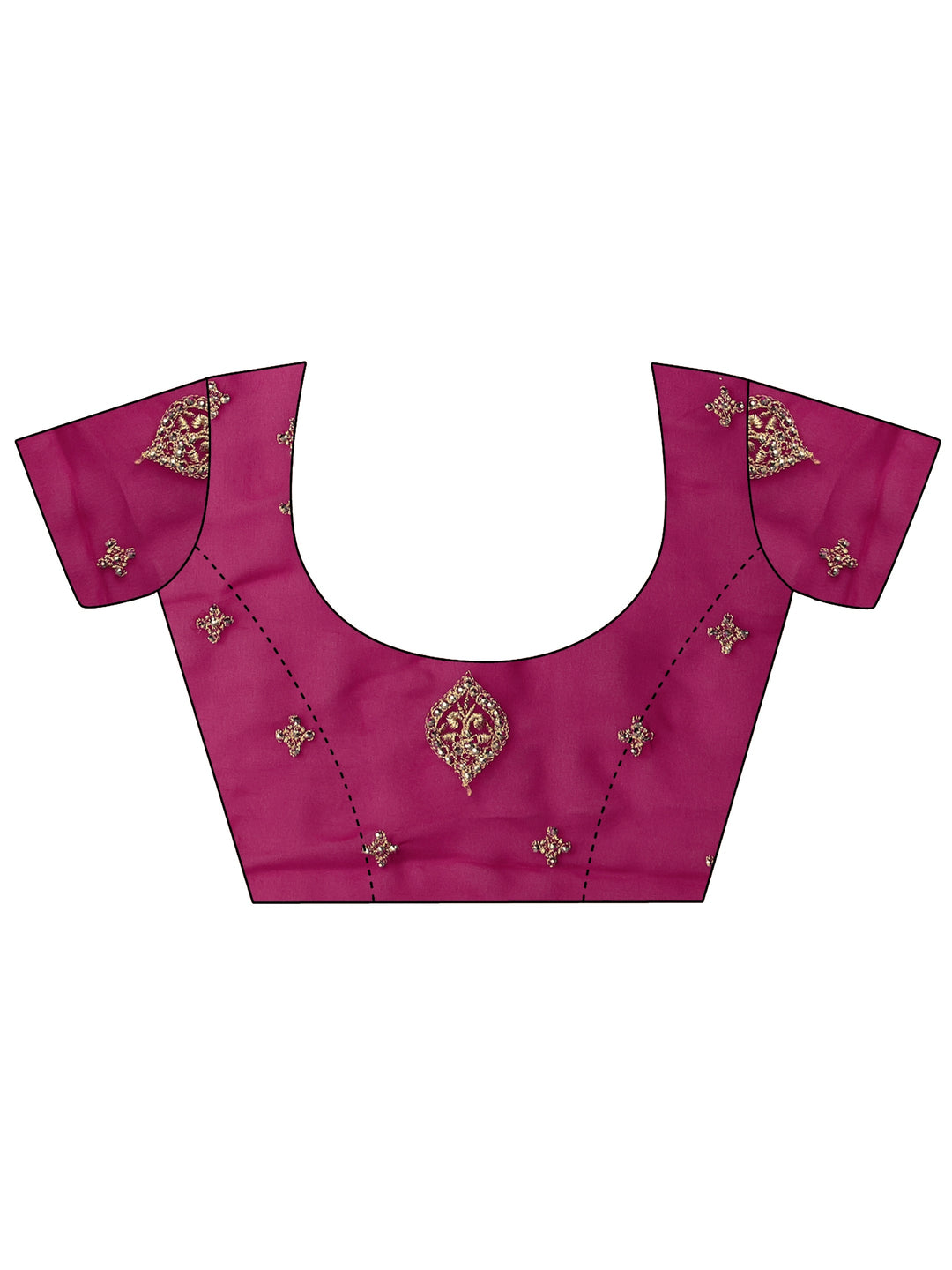  Magenta Pink Floral Embroidered Georgette Saree 