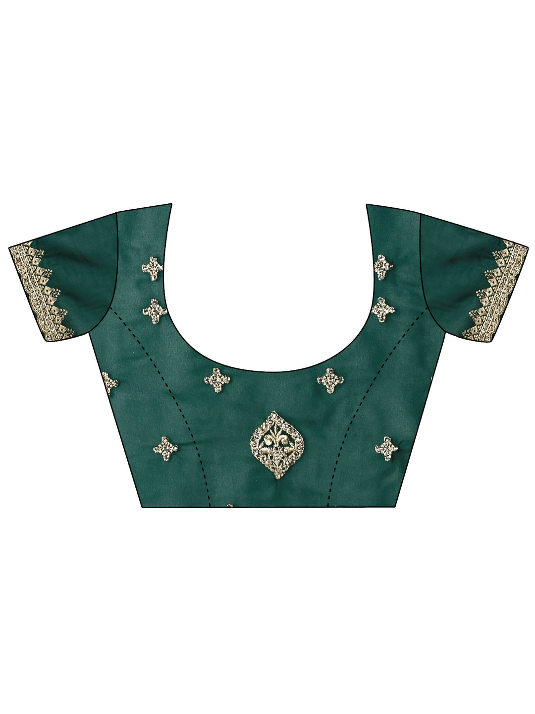  Green Georgette Saree with Embroidered Border 
