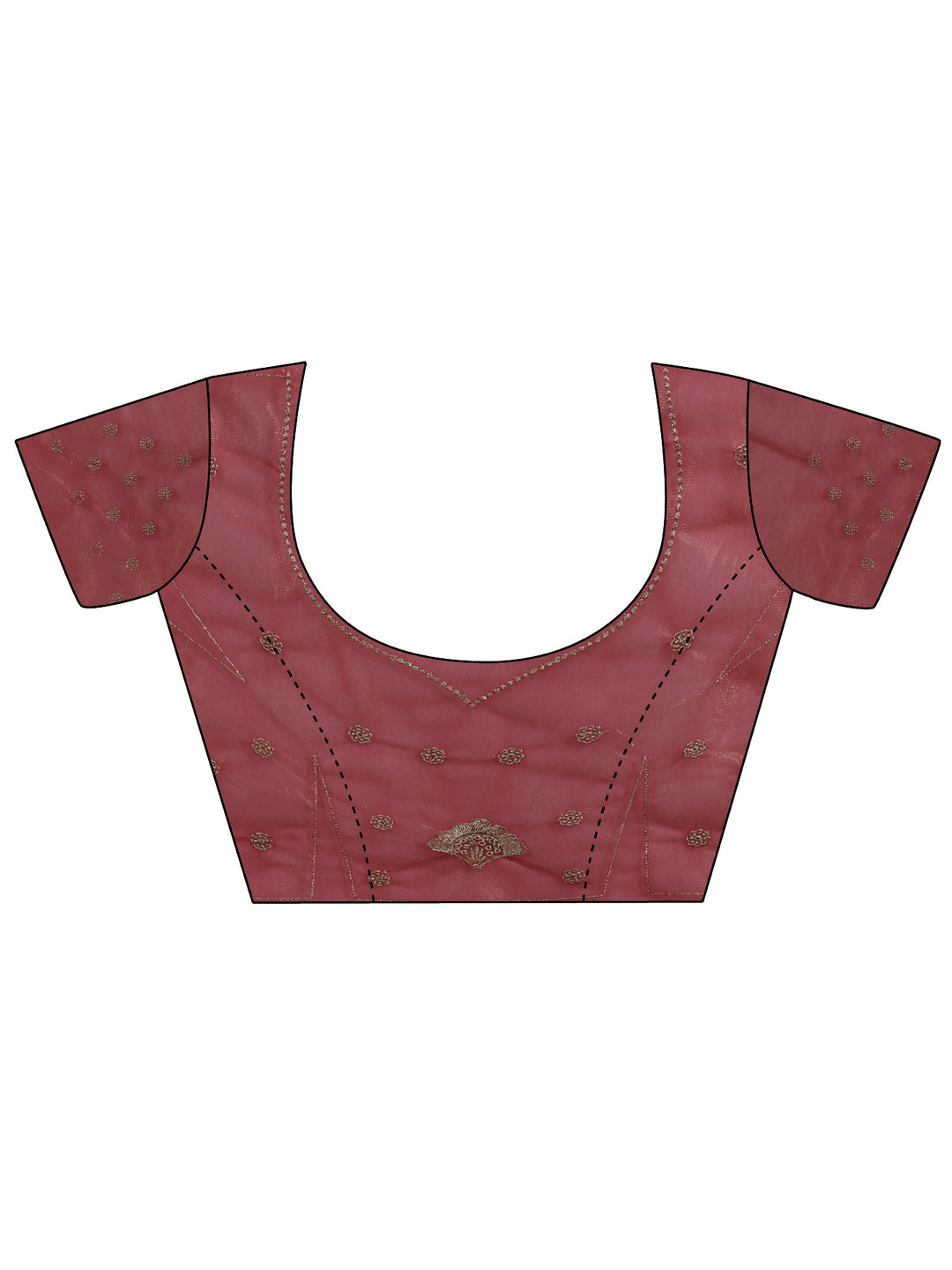  Fuchsia Pink Ethnic Embroidered Net Saree 