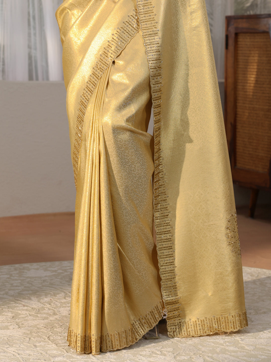  Gold Woven Design Silk Blend Saree 