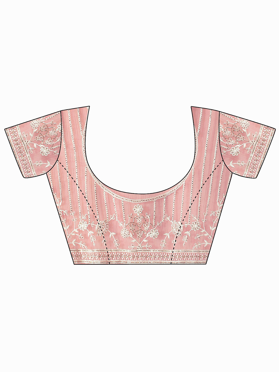  Libas Pink Floral Embroidered Chiffon Saree 