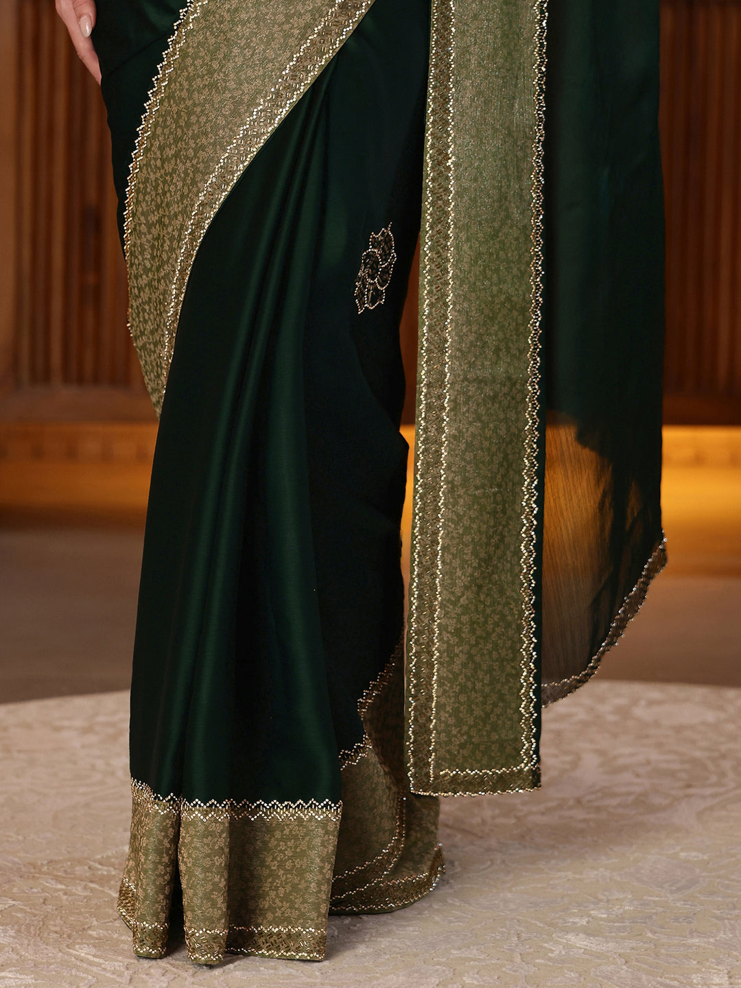  Sacramento Green Embellished Chiffon Saree 