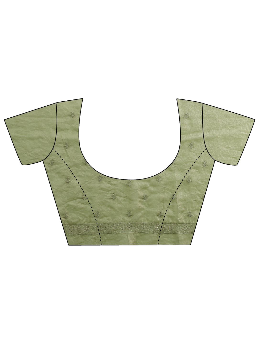  Pista Green Floral Embroidered Tissue Saree 