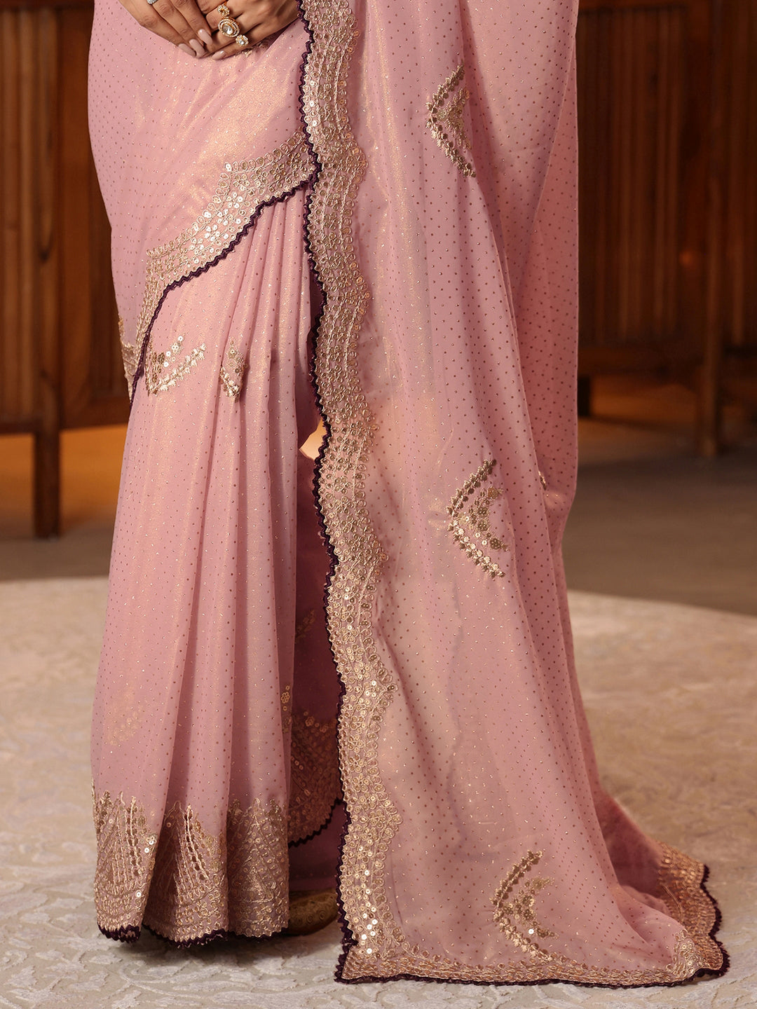  Lavender Embellished Georgette Saree 