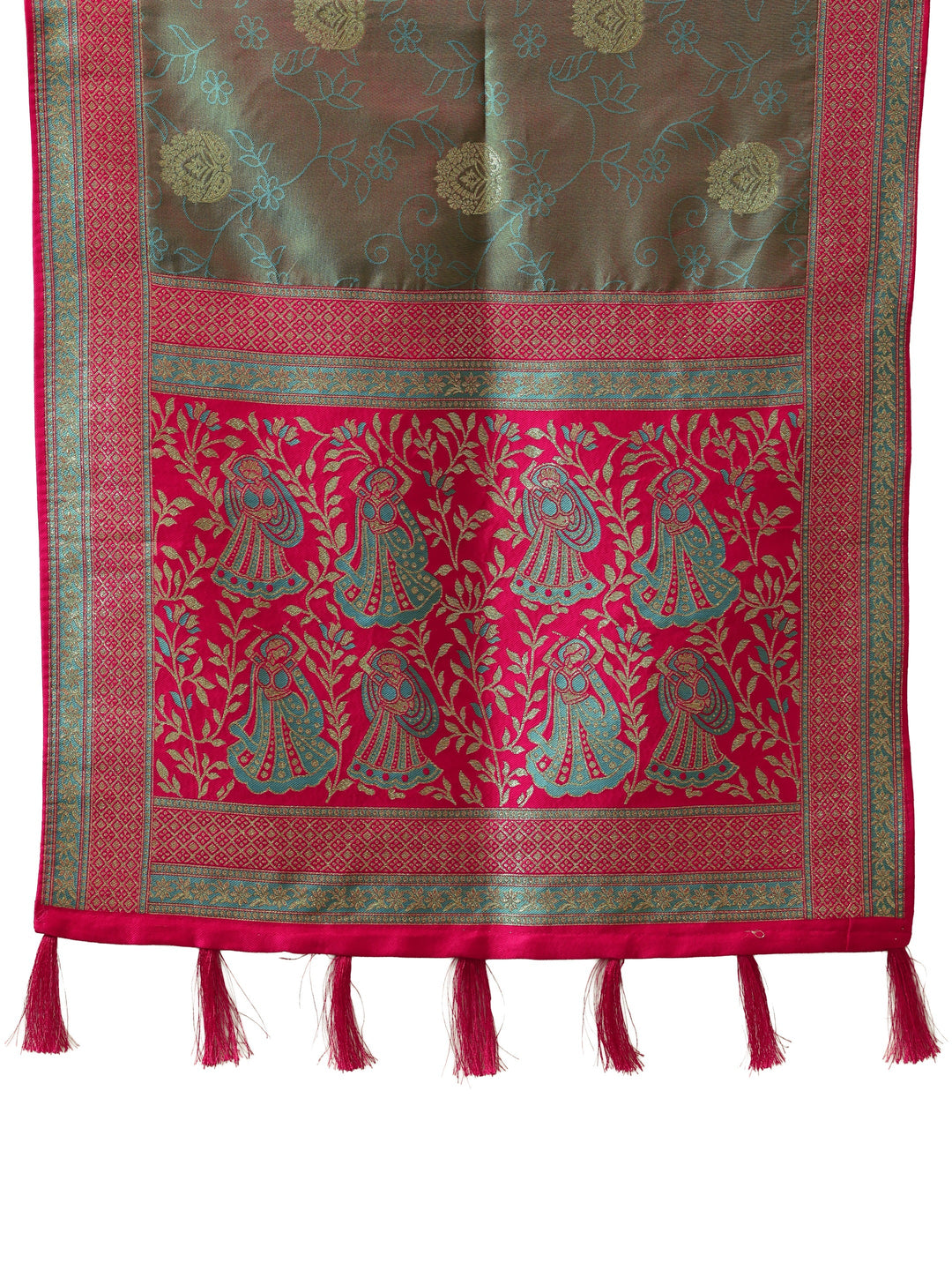  Grey Baluchari Silk Blend Saree with Dupatta 