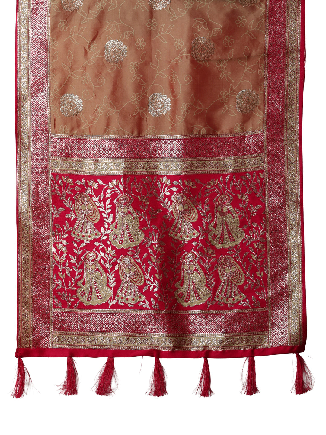  Mustard Floral Woven Design Silk Blend Saree 