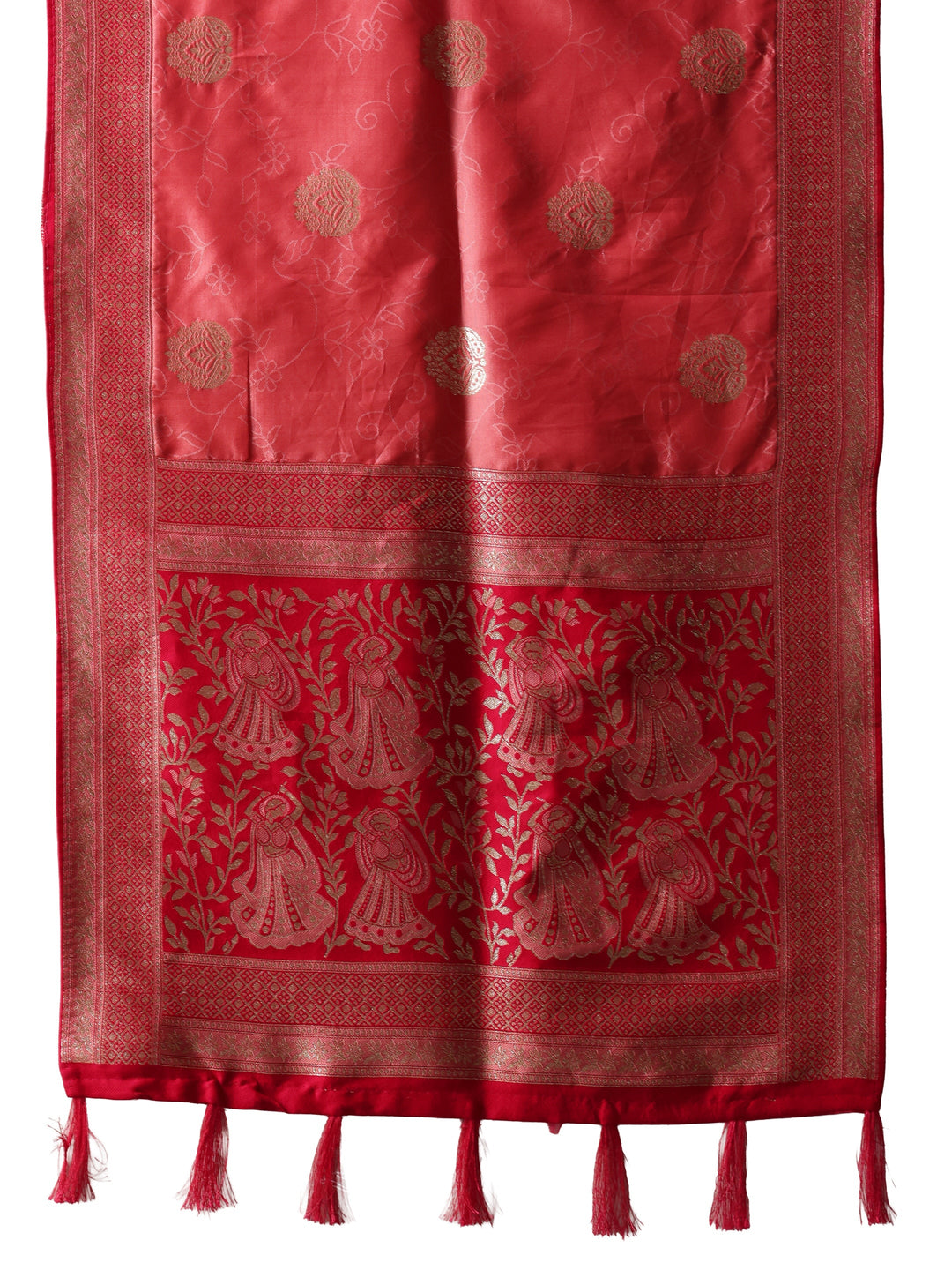  Pink Floral Woven Design Silk Blend Saree 