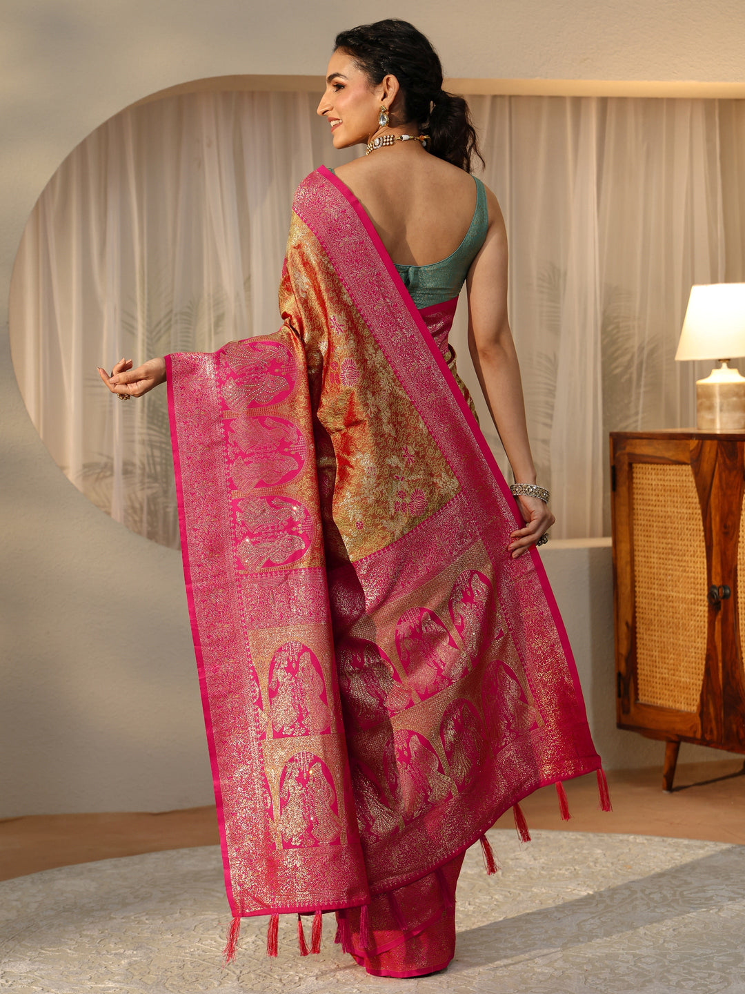  Mustard Baluchari Silk Blend Saree 