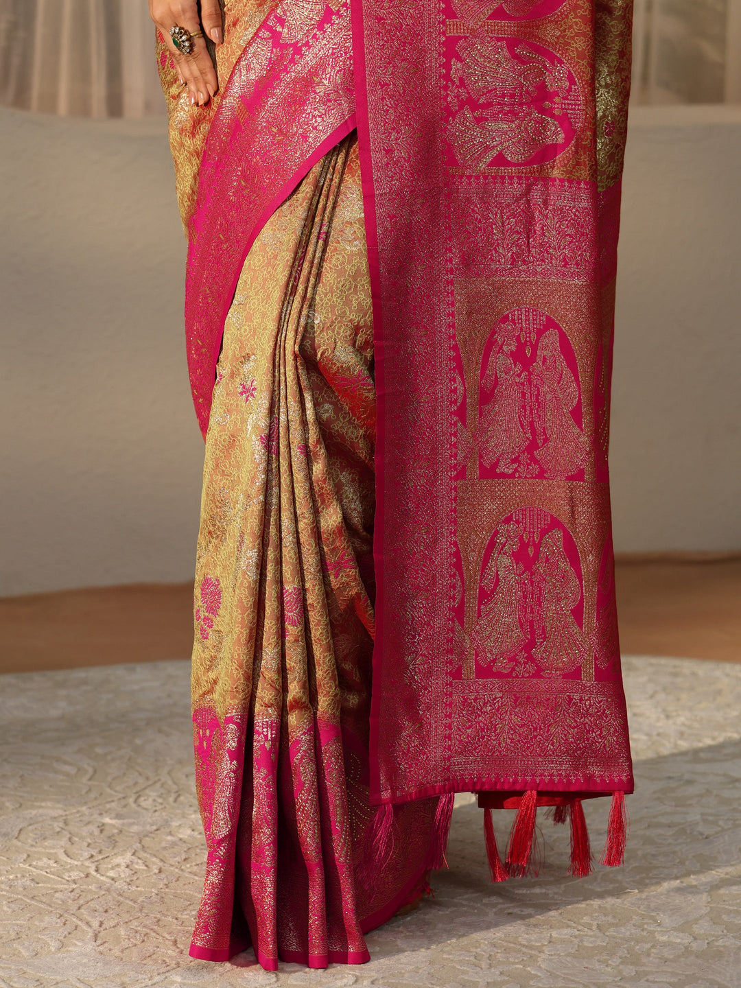  Mustard Baluchari Silk Blend Saree 