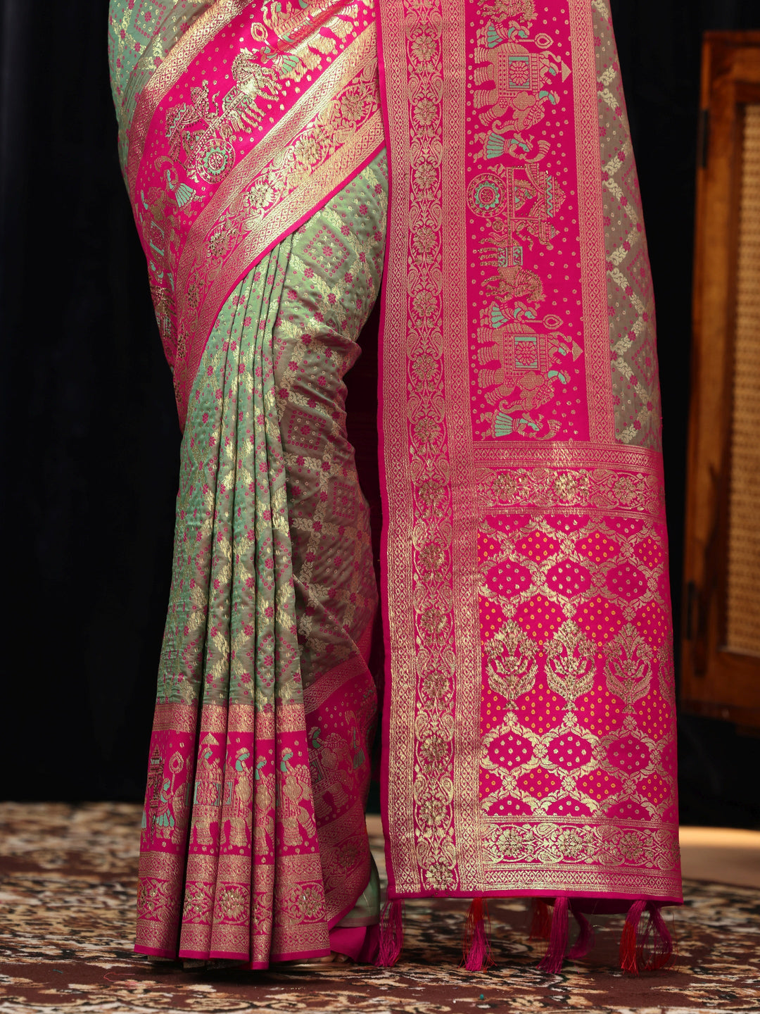  Grey Gharchola Silk Blend Saree 