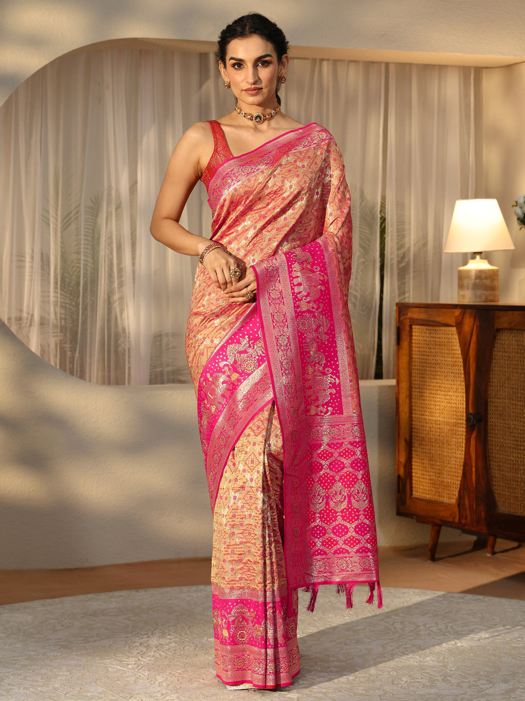  Mustard Gharchola Silk Blend Saree 